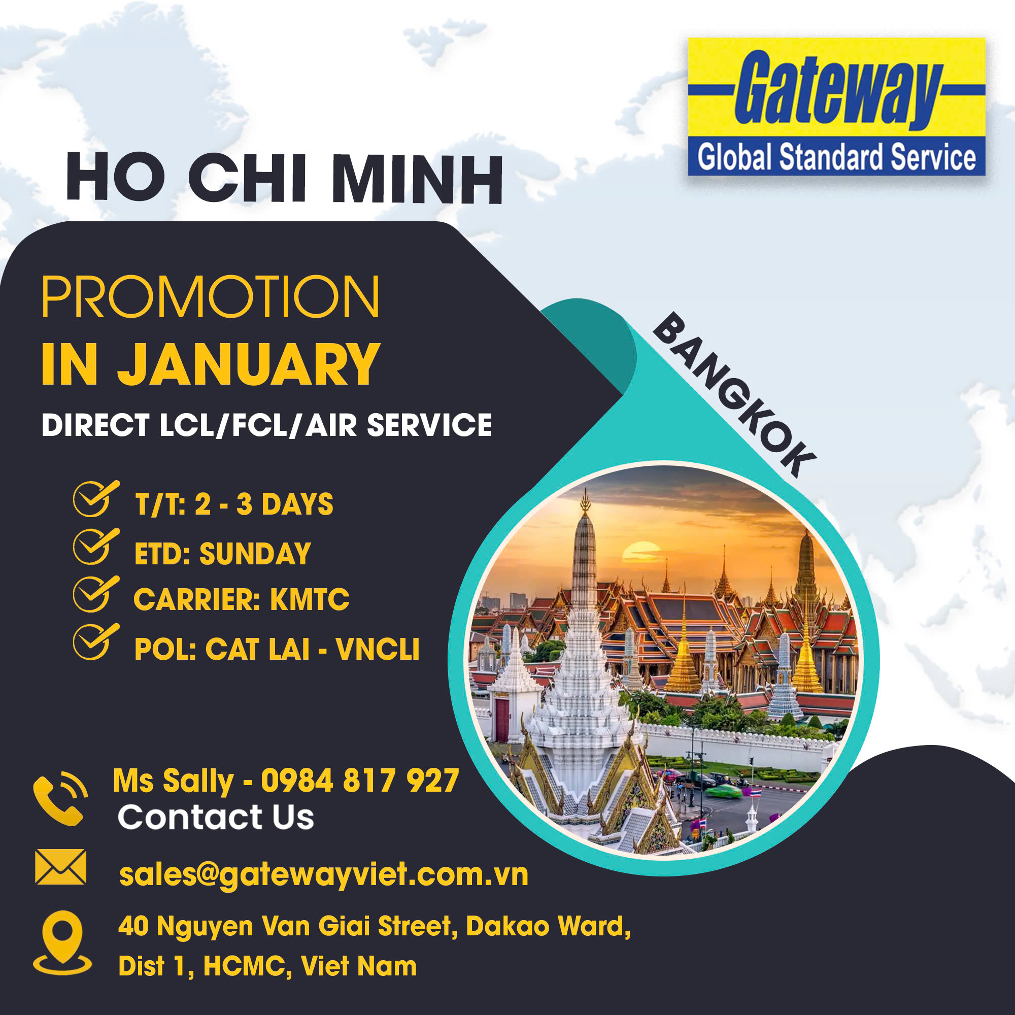 GATEWAY BIG PROMOTION IN JAN FROM HCM TO BANGKOK AND LAEM CHABANG