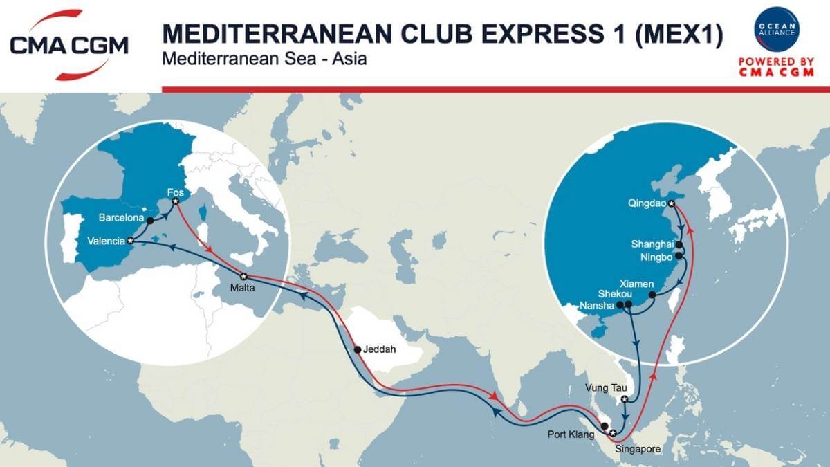CMA CGM cập nhật tuyến MEDITERRANEAN CLUB EXPRESS 1 (MEX1) trên trục Á – Địa Trung Hải